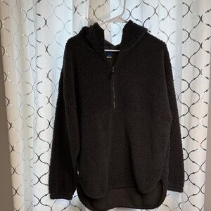 Cozy Dark Gray Sherpa Fleece Zip-Up Jacket